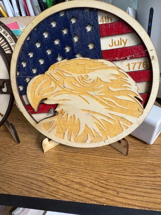 4.5-inch Diameter Medallion - 4th of July - Eagle over Flag