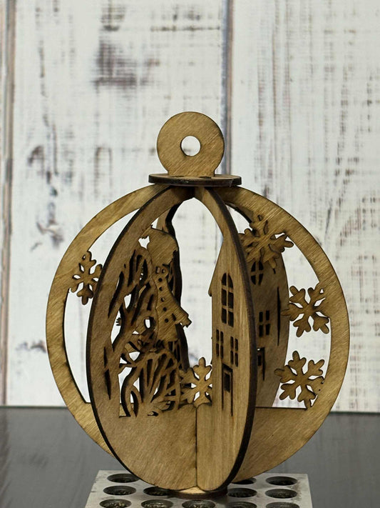 Christmas Ornament - Girl walking Scene