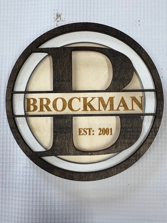 4.5-inch Diameter Medallion Split Letter with Name and Est Year