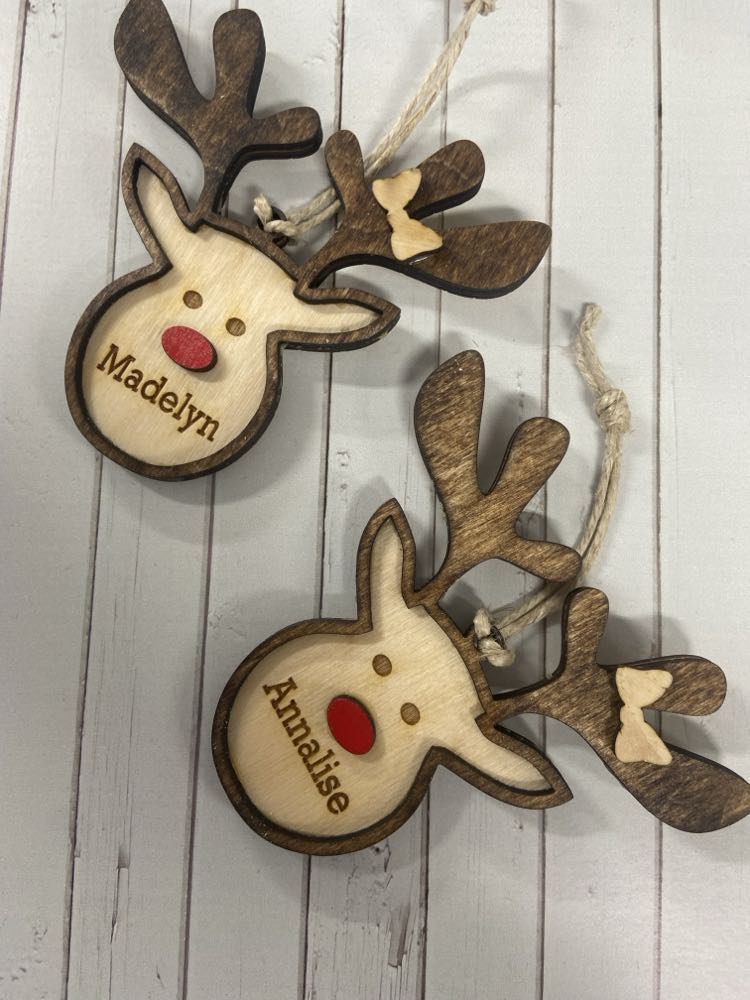 Reindeer Ornaments - Personal Wooden