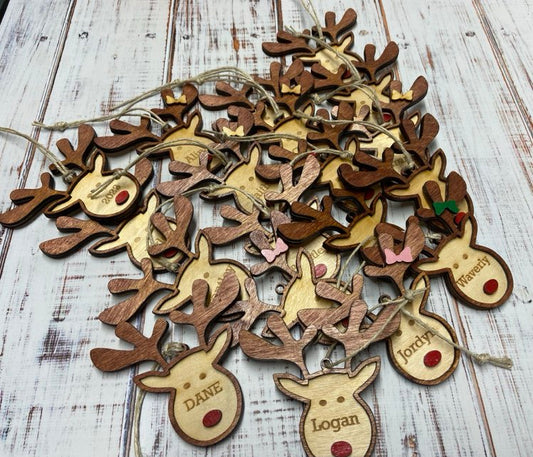 Reindeer Ornaments - Personal Wooden