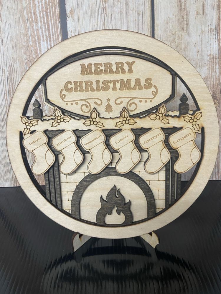 Fireplace Christmas Scene sign or plaque