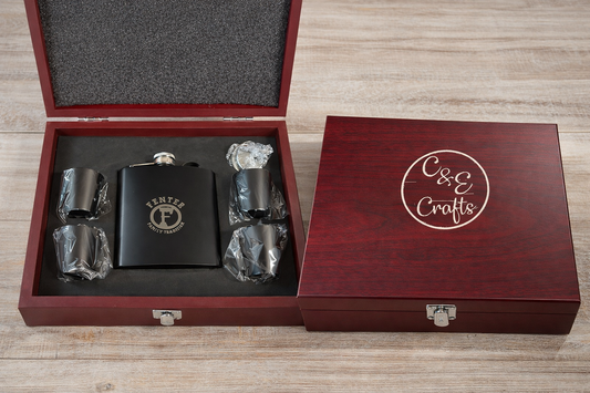 Flask and Box Sets - Wood presentation box.