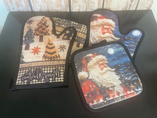 Christmas Potholder and Oven Mitt Sets