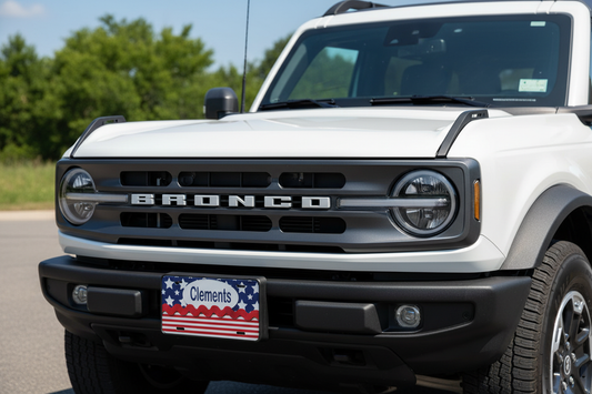 Clements License Plate on 2025 Ford Bronco