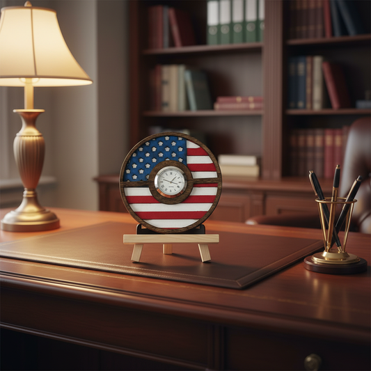 Flag Clock Medallion - Office Desk