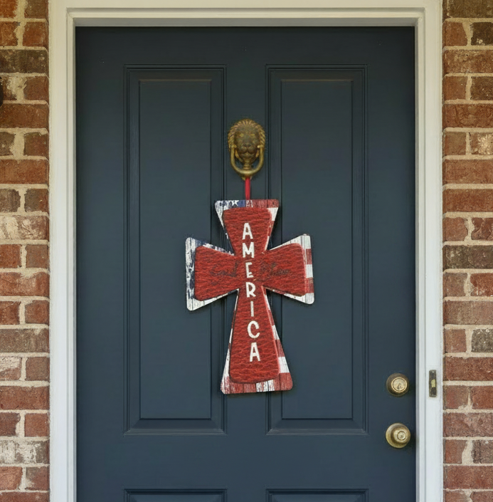 God Bless America Cross - No Numbers on Door