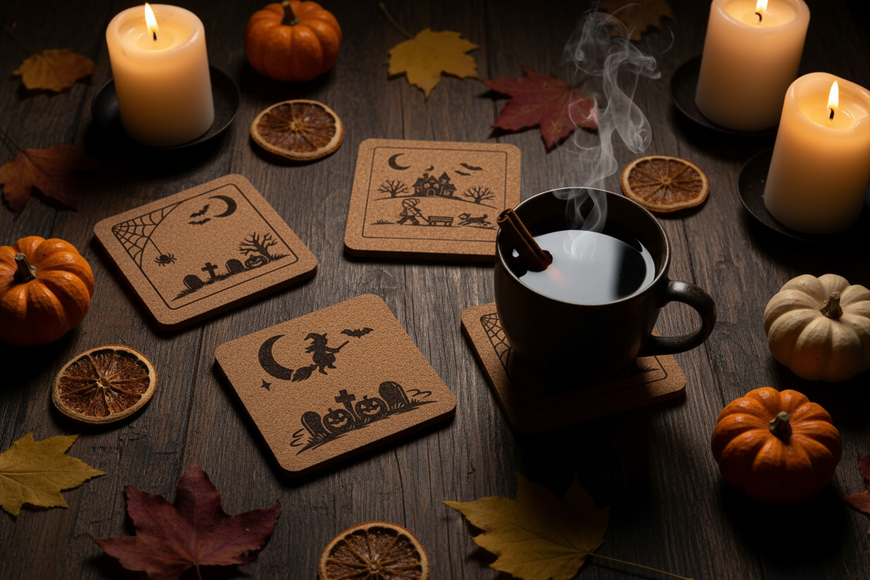 Halloween Cork Coasters Lifestyle