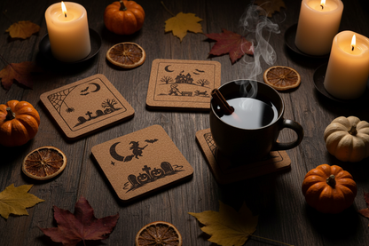 Halloween Cork Coasters Lifestyle