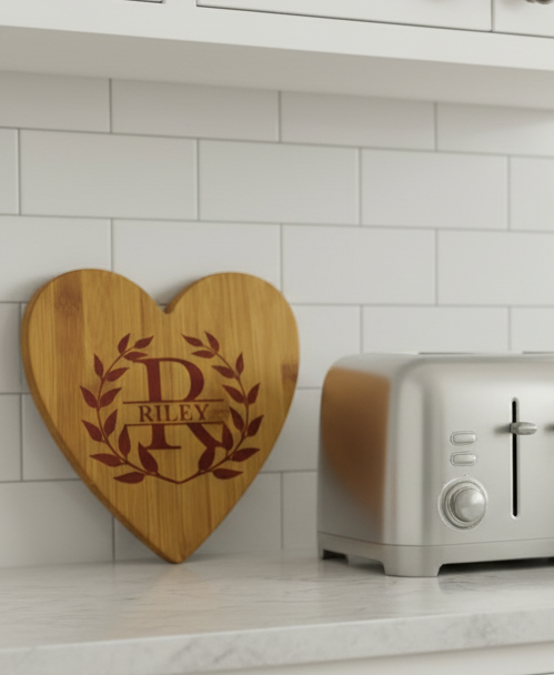 Heart Bamboo Cutting Board Kitchen Decor - Open Counter