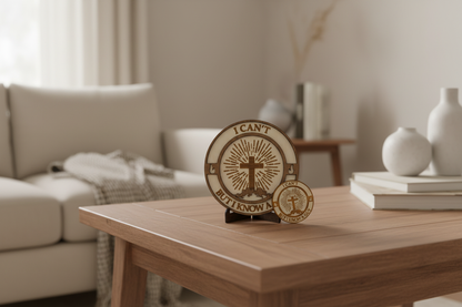 I Can't But I Know A Guy Medallion Set on End Table
