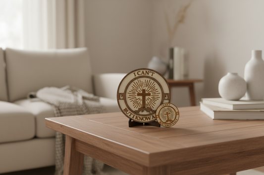 I Can't But I Know A Guy Medallion Set on End Table