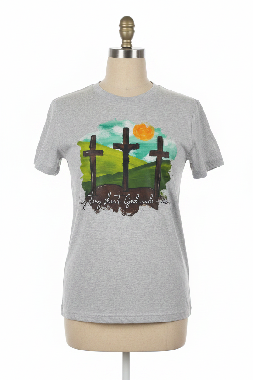Easter Tee - 3 Cross on Tan Mannequin