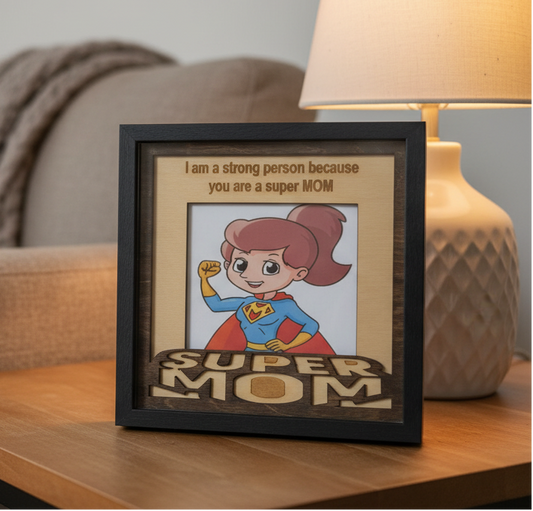 Super Mom Shadow Box - Den End Table Scene