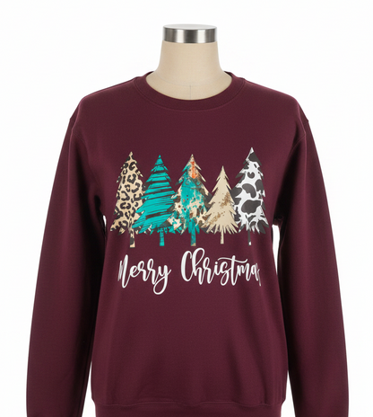 Merry Christmas Sweatshirt on Tan Mannequin
