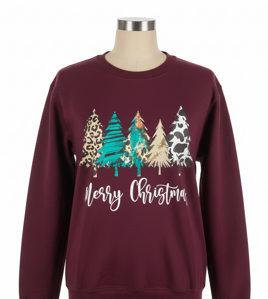 Merry Christmas Sweatshirt on Tan Mannequin