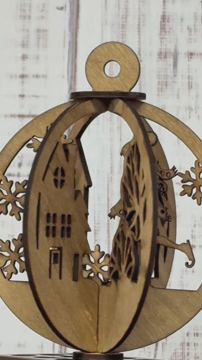 Christmas Ornament - Girl walking Scene