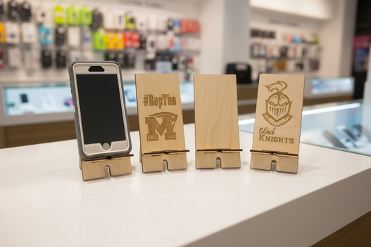 Wood Phone Stands - One Phone on Left